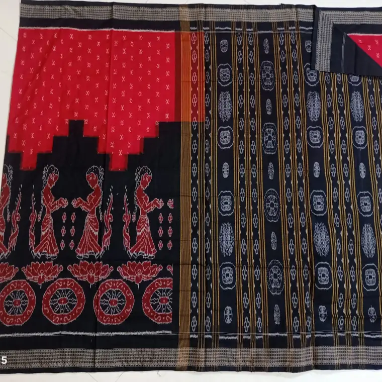 Pure cotton saree with contrast temple border